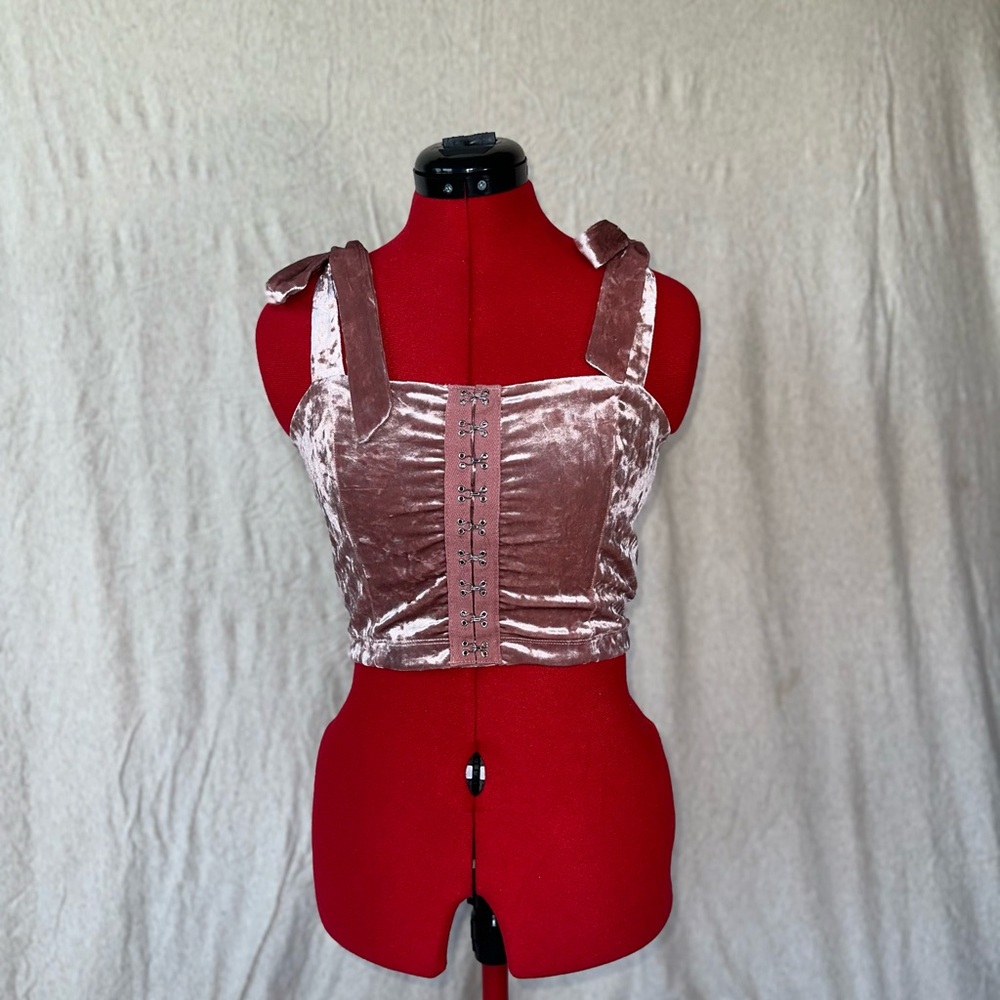 Velvet Sleeveless Top in Pink